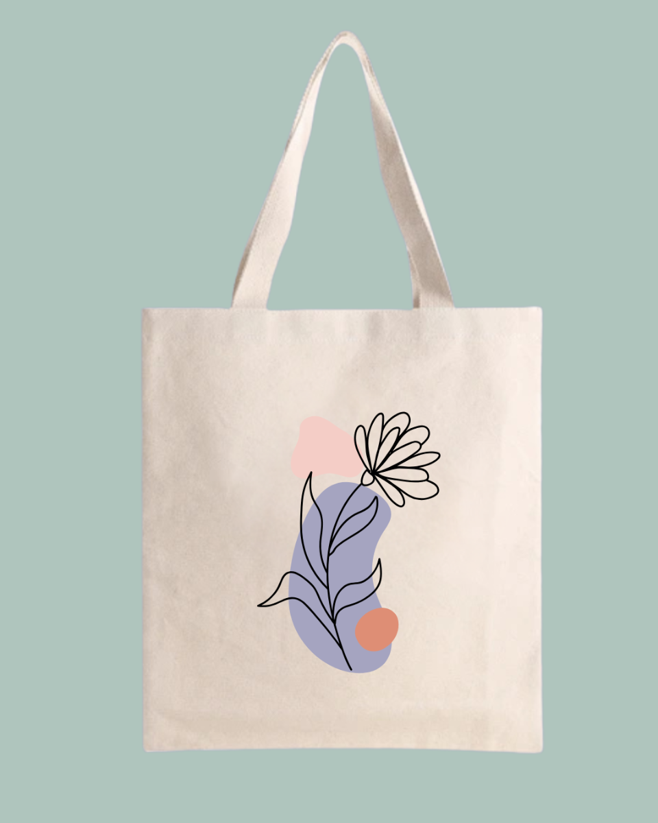 bolsa tote bag margarita morada y rosa